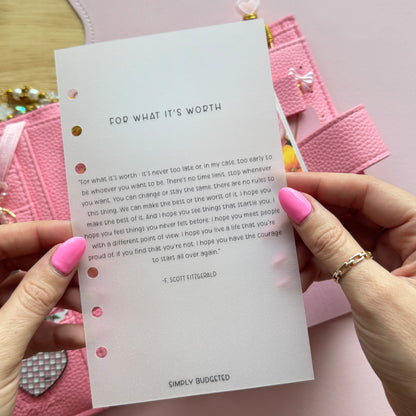 Valentines Inspired Vellum Dashboards - A6